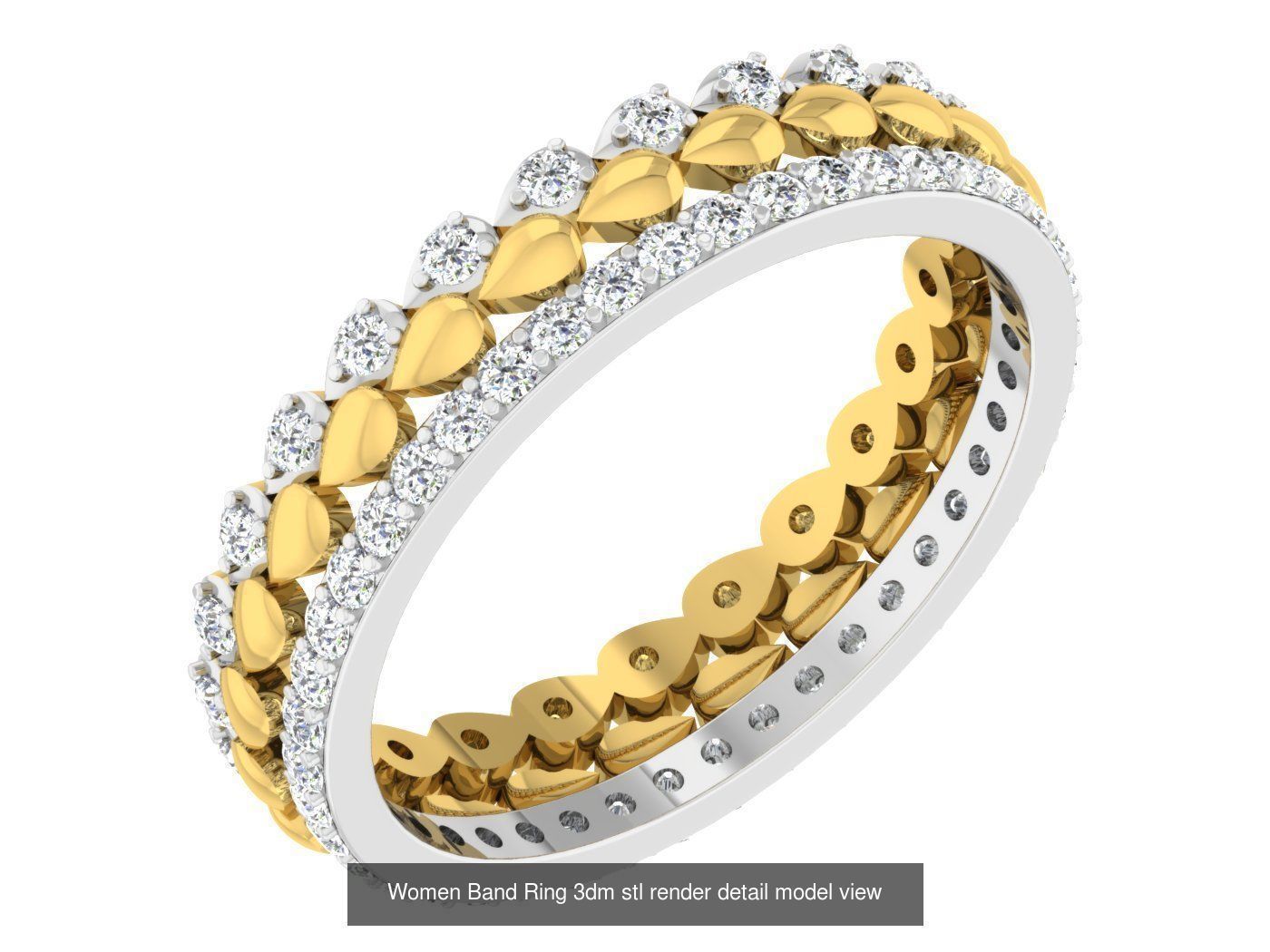 100 Women Band Ring 3dm stl render detail model view 3D Model Collection_51