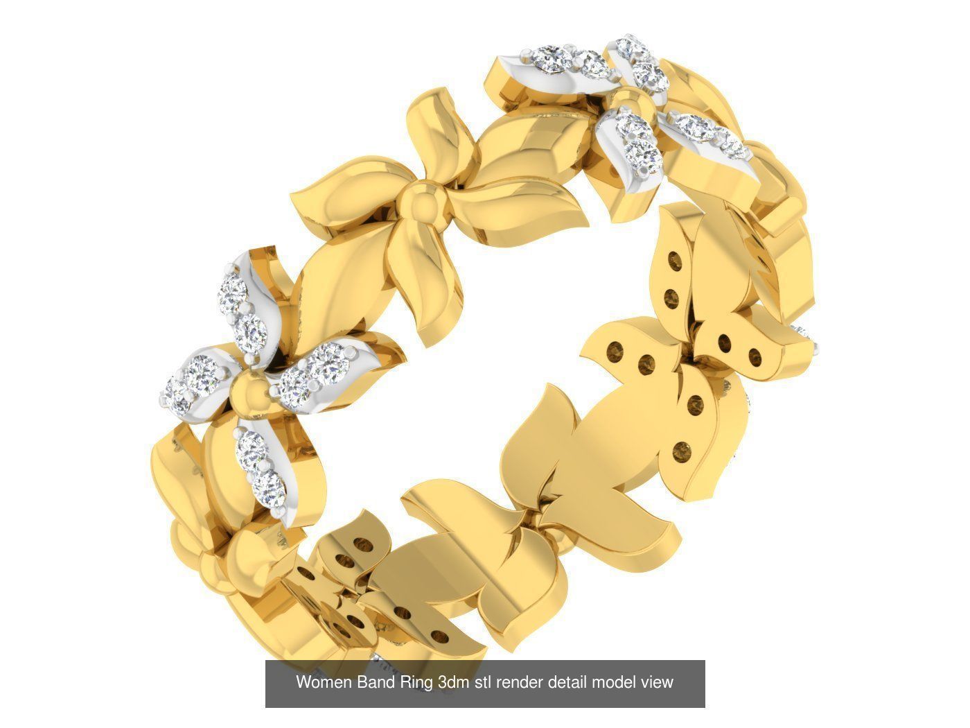 100 Women Band Ring 3dm stl render detail model view 3D Model Collection_85