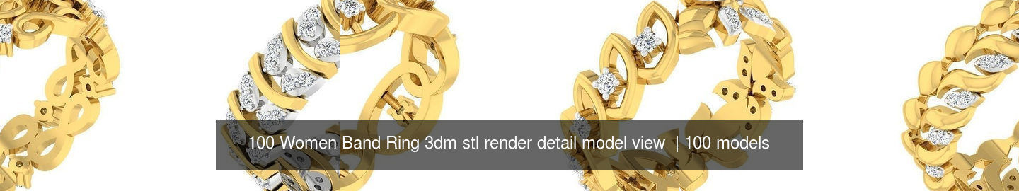 100 Women Band Ring 3dm stl render detail model view 3D Model Collection_10