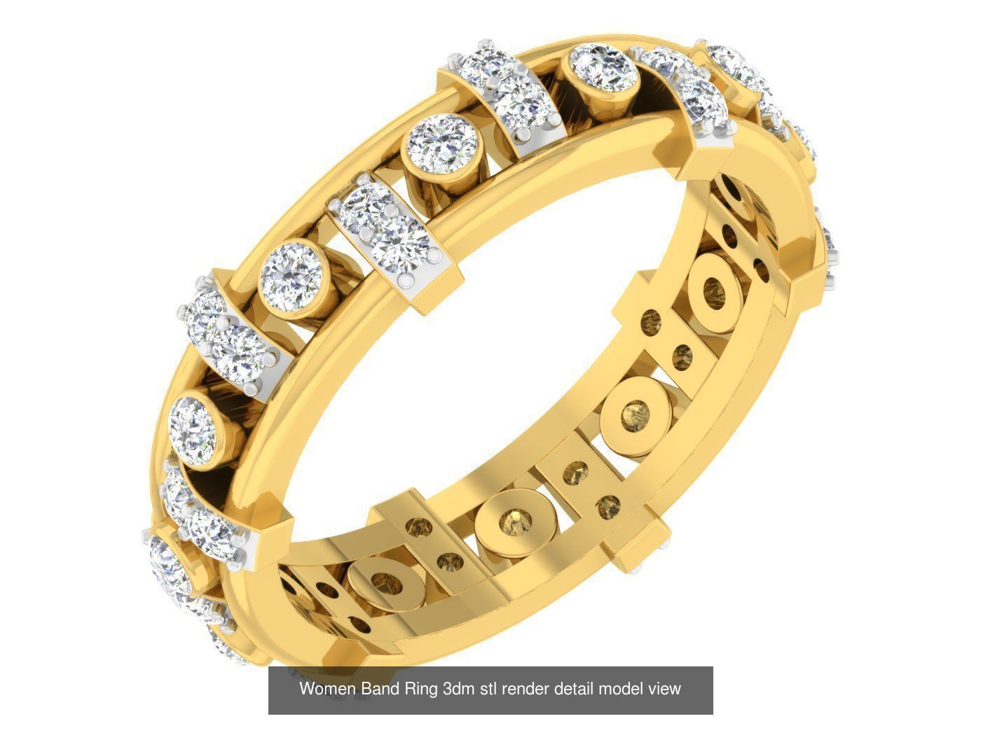 100 Women Band Ring 3dm stl render detail model view 3D Model Collection_69