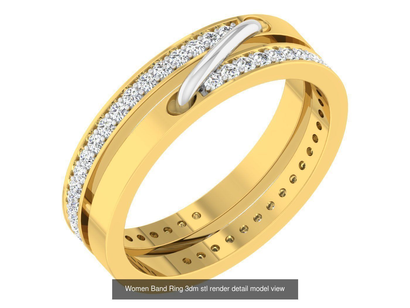 100 Women Band Ring 3dm stl render detail model view 3D Model Collection_39
