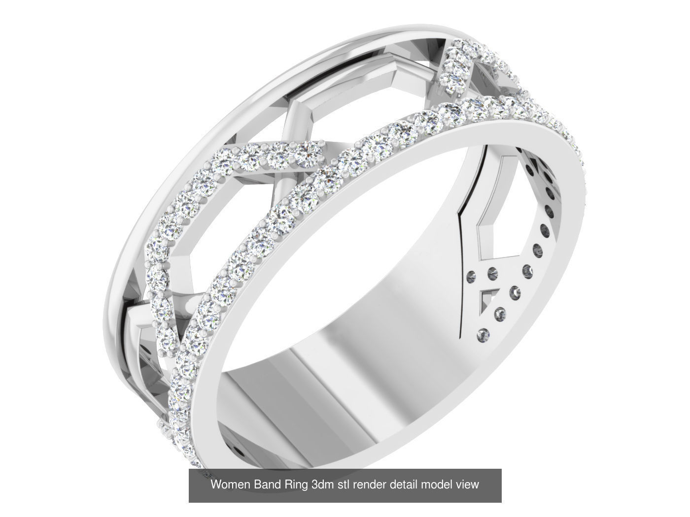 100 Women Band Ring 3dm stl render detail model view 3D Model Collection_106