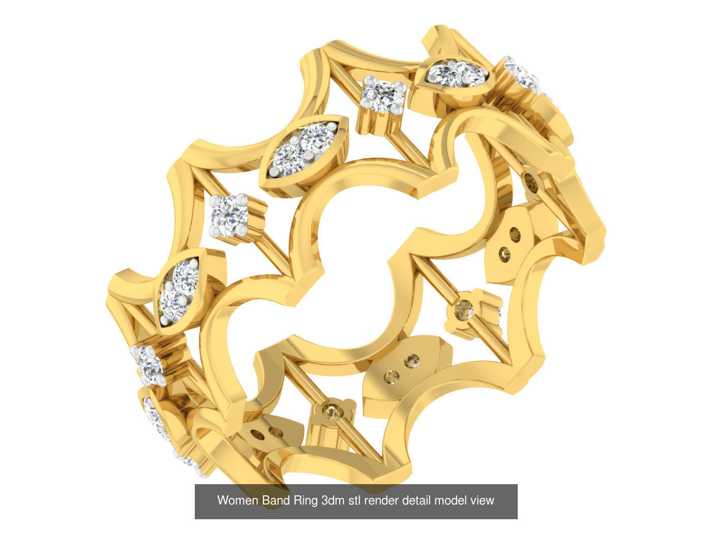100 Women Band Ring 3dm stl render detail model view 3D Model Collection_71