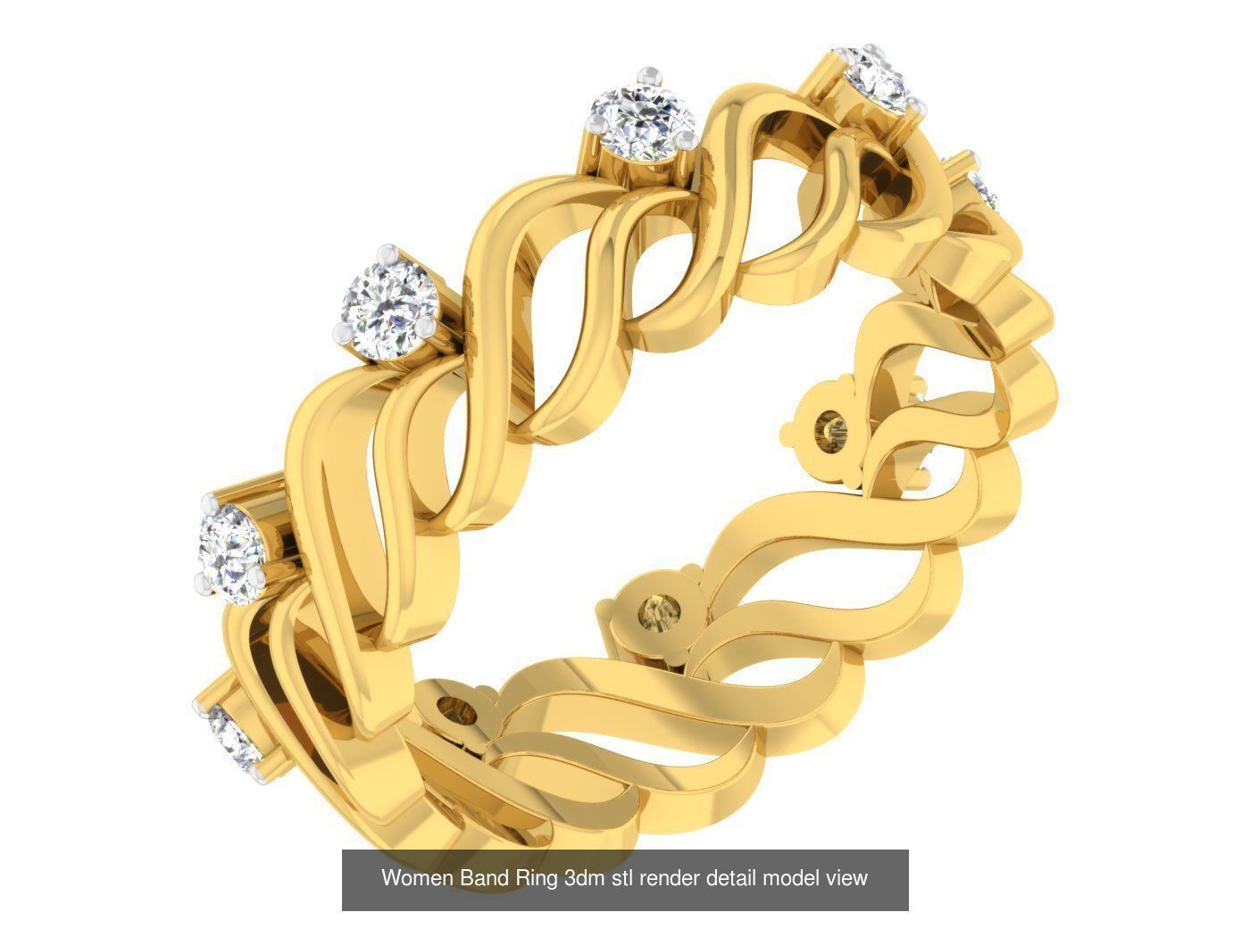 100 Women Band Ring 3dm stl render detail model view 3D Model Collection_92