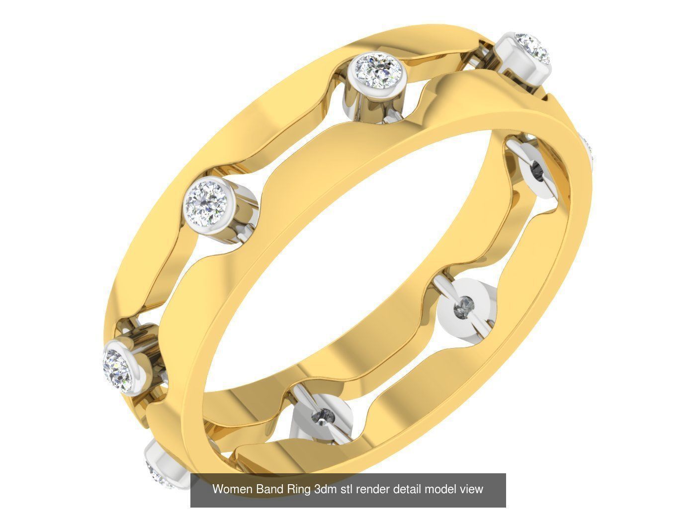100 Women Band Ring 3dm stl render detail model view 3D Model Collection_104
