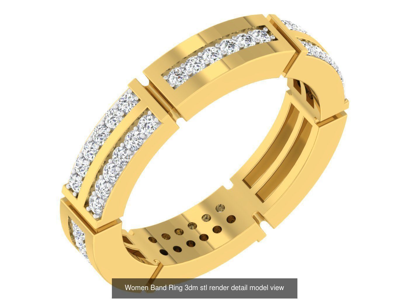 100 Women Band Ring 3dm stl render detail model view 3D Model Collection_23