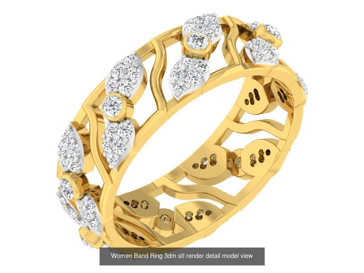 100 Women Band Ring 3dm stl render detail model view 3D Model Collection_64