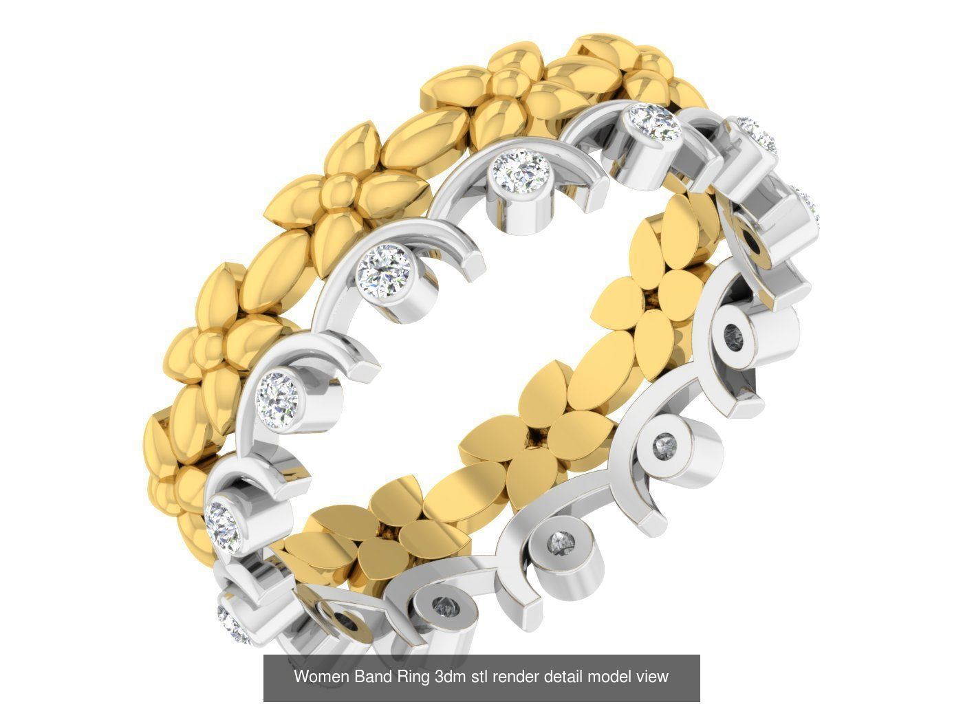 100 Women Band Ring 3dm stl render detail model view 3D Model Collection_73