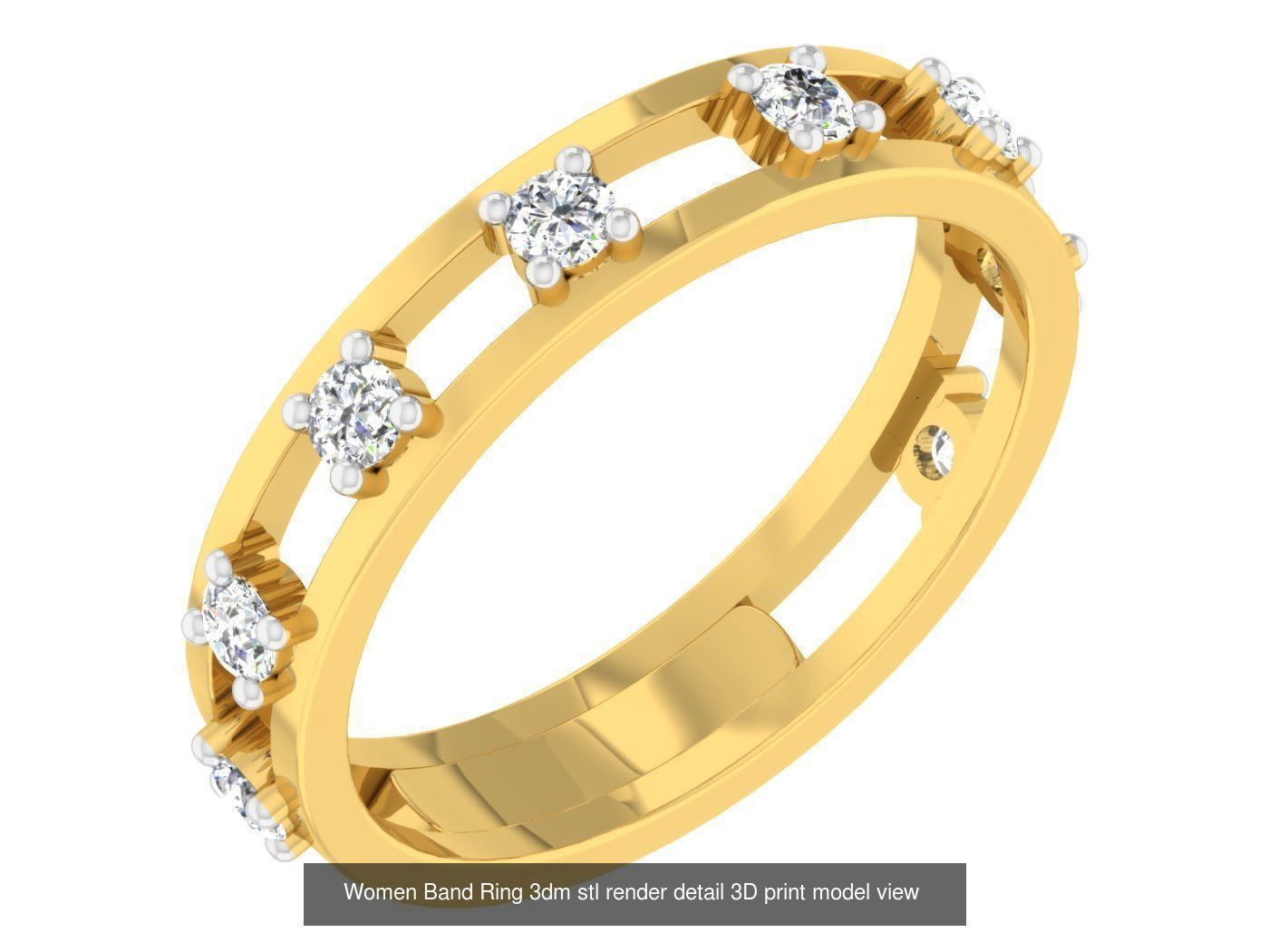 100 Women Band Ring 3dm stl render detail model view 3D Model Collection_14