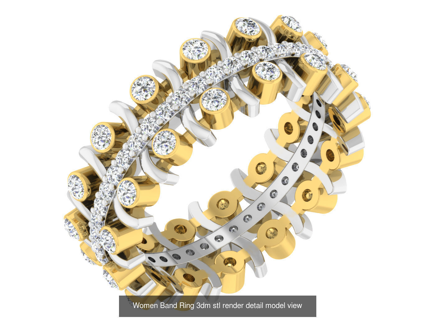 100 Women Band Ring 3dm stl render detail model view 3D Model Collection_55