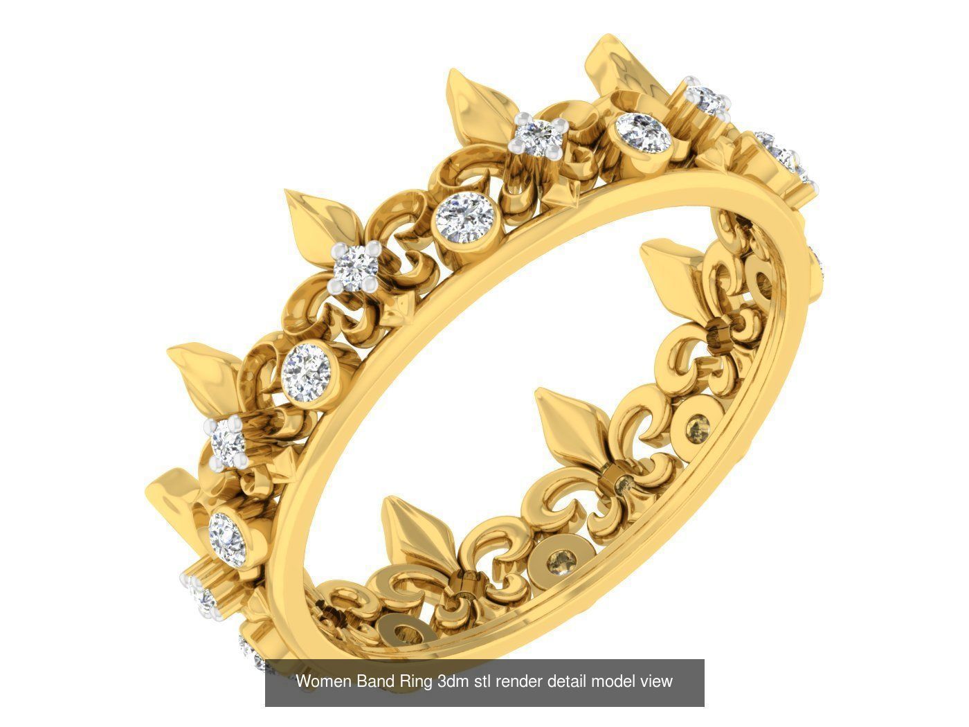 100 Women Band Ring 3dm stl render detail model view 3D Model Collection_110