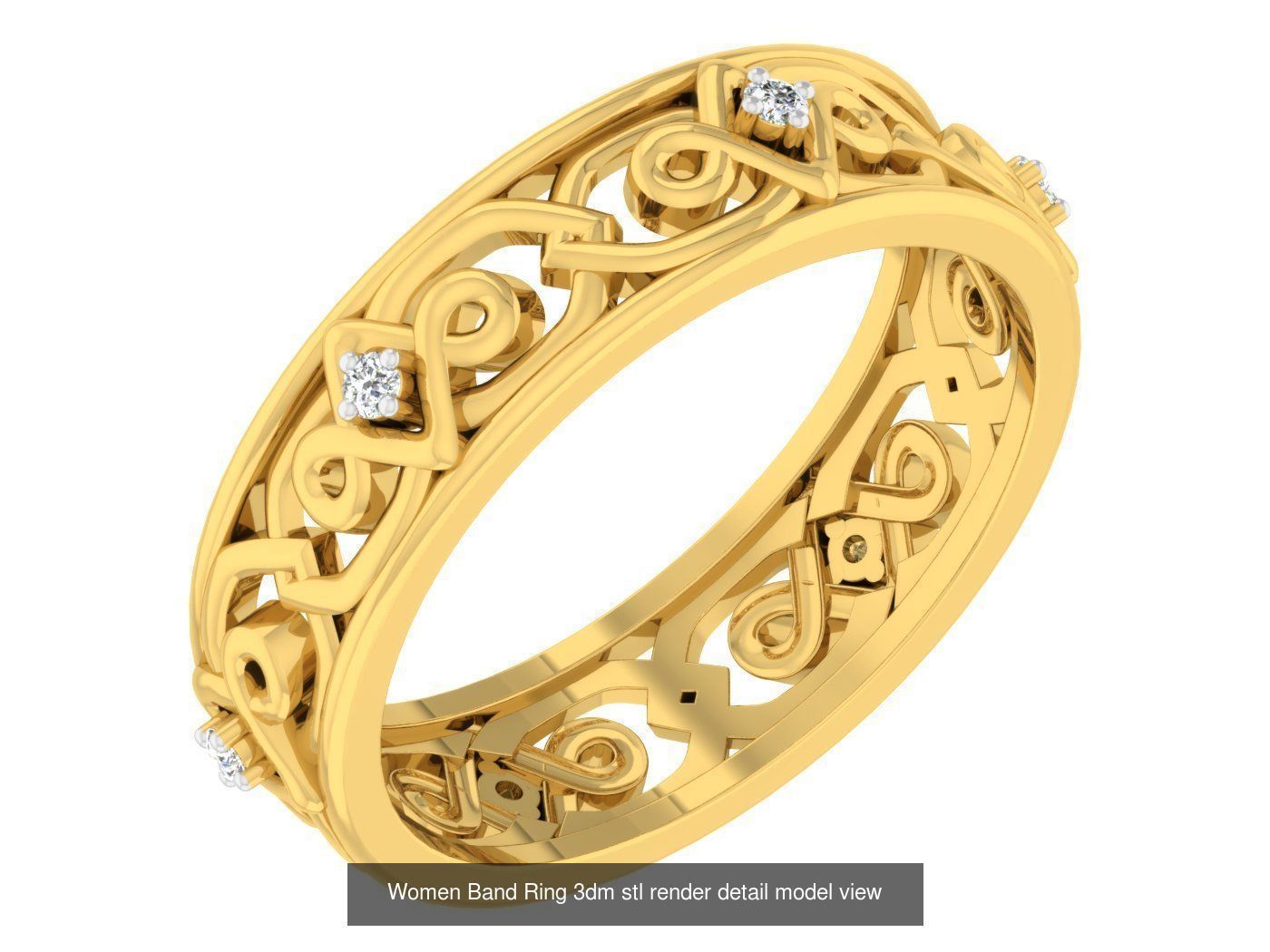 100 Women Band Ring 3dm stl render detail model view 3D Model Collection_108
