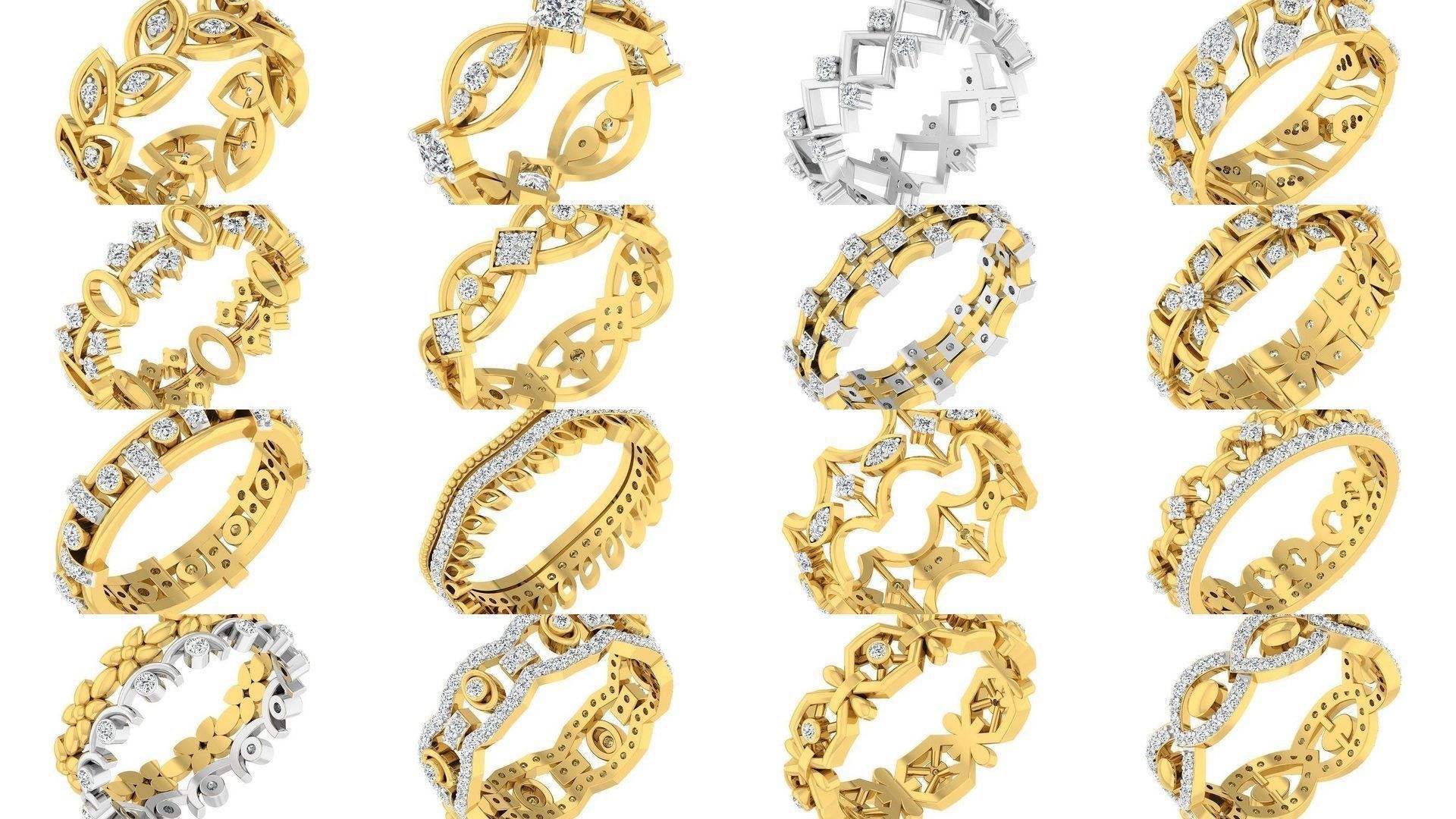 100 Women Band Ring 3dm stl render detail model view 3D Model Collection_1