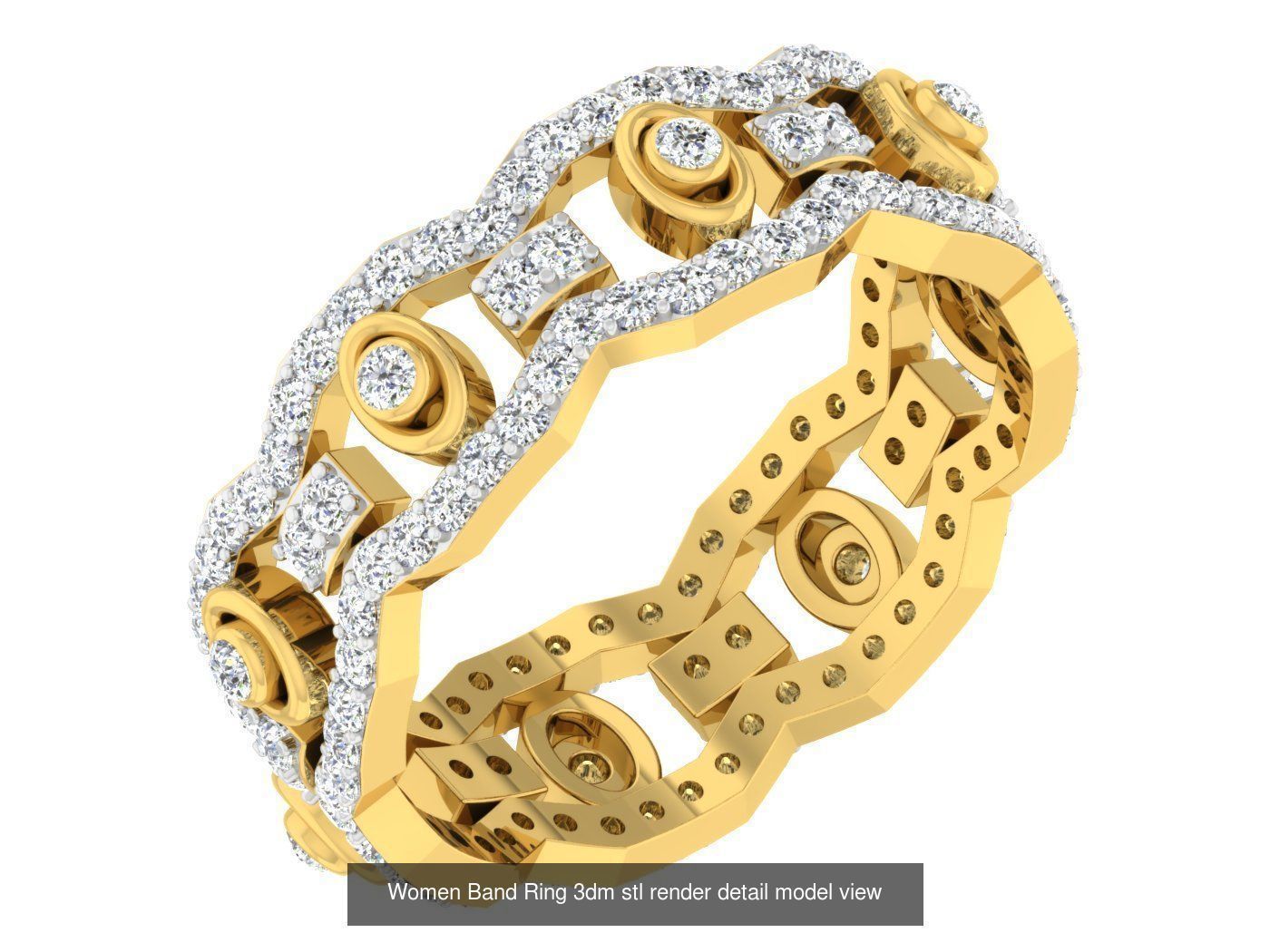 100 Women Band Ring 3dm stl render detail model view 3D Model Collection_74
