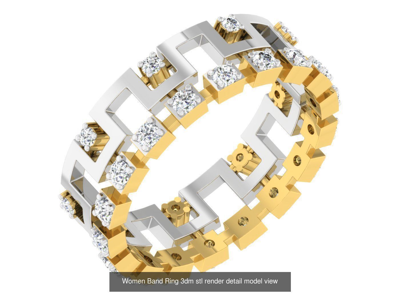 100 Women Band Ring 3dm stl render detail model view 3D Model Collection_60