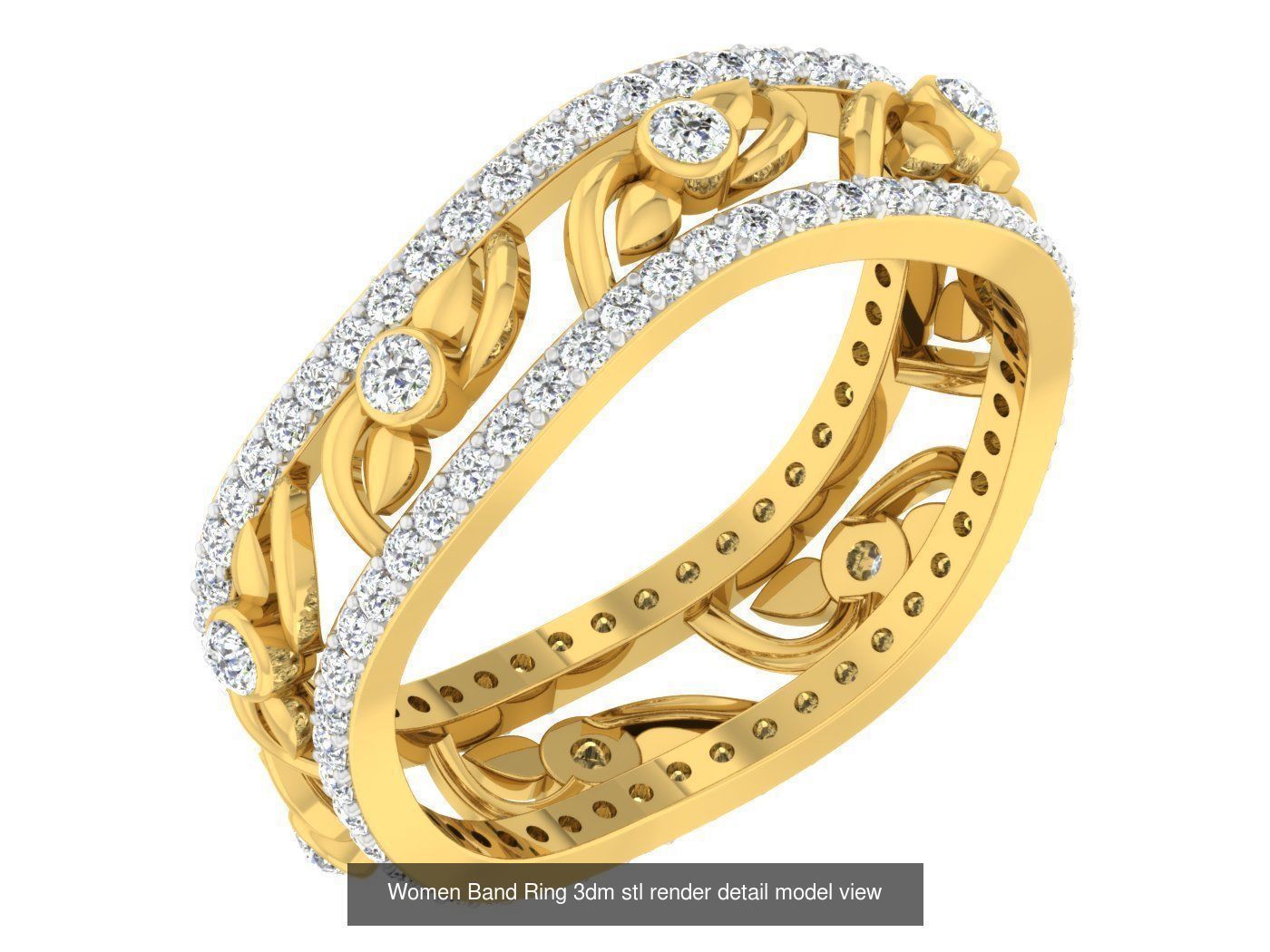 100 Women Band Ring 3dm stl render detail model view 3D Model Collection_98