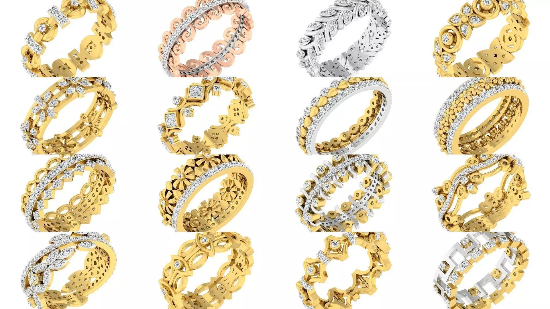 100 Women Band Ring 3dm stl render detail model view 3D Model Collection_0