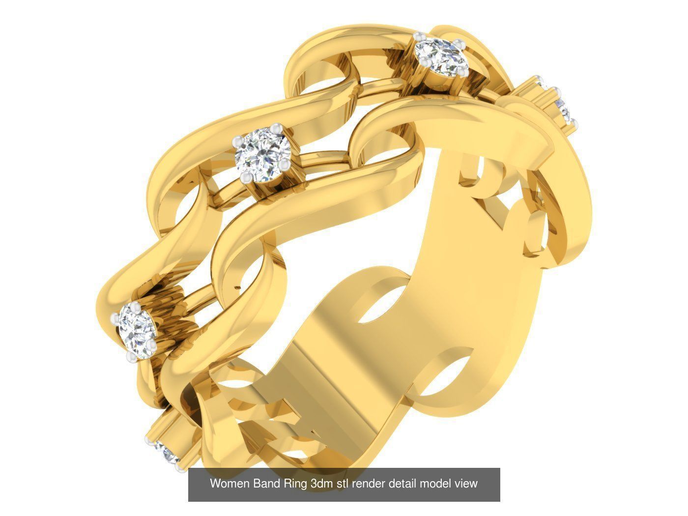 100 Women Band Ring 3dm stl render detail model view 3D Model Collection_19