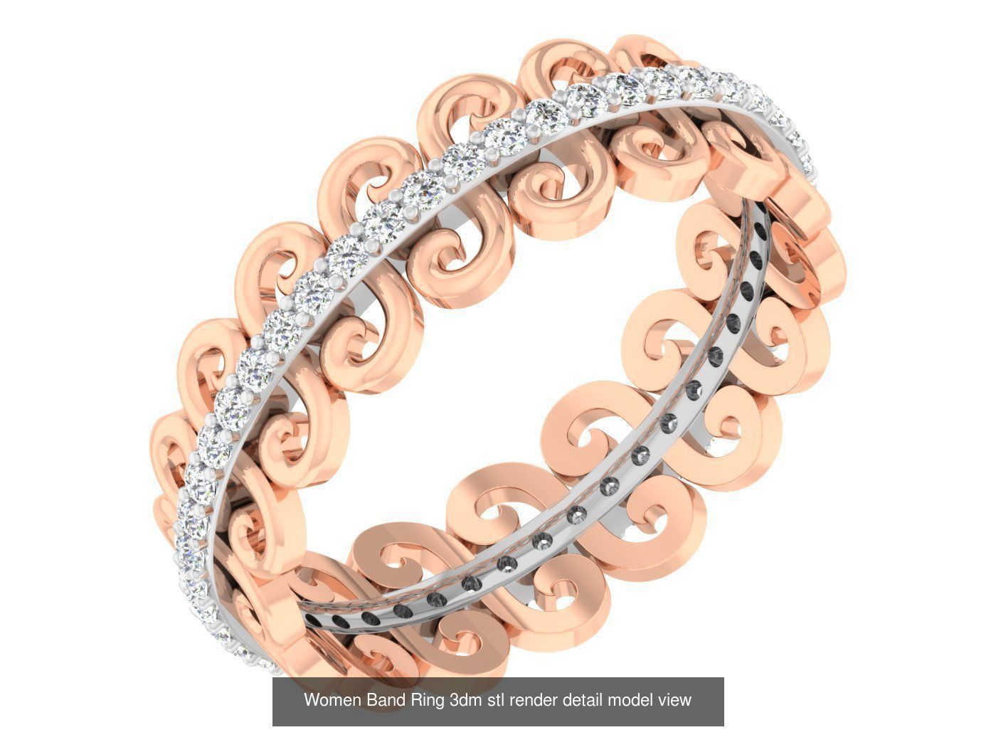 100 Women Band Ring 3dm stl render detail model view 3D Model Collection_46