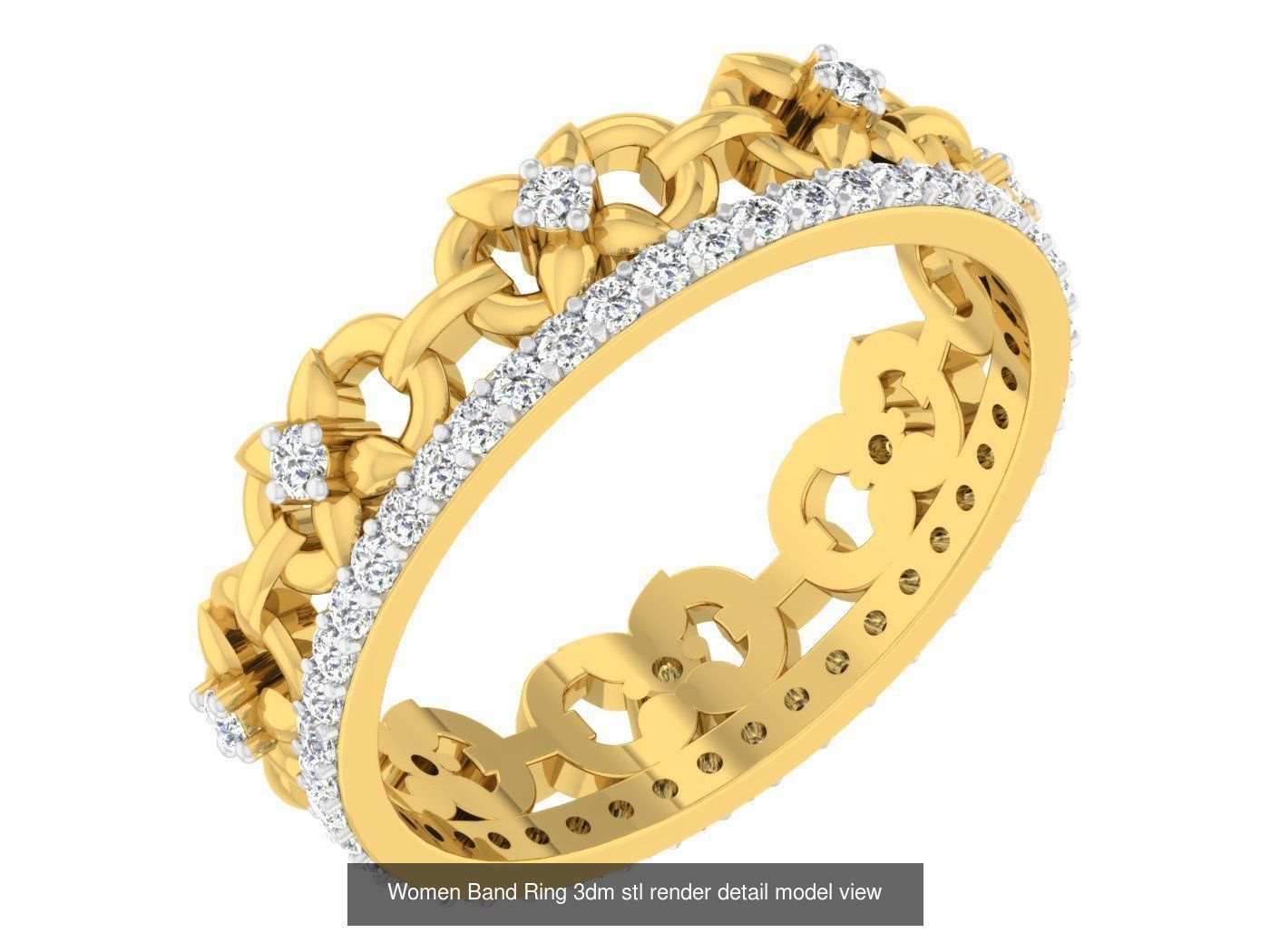 100 Women Band Ring 3dm stl render detail model view 3D Model Collection_72