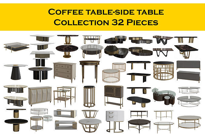 Coffee table-side table Collection 32 Pieces 3d model 3D model