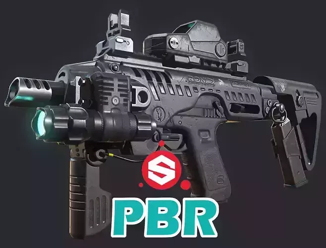 Roni Carbine PBR Low-poly 3D model