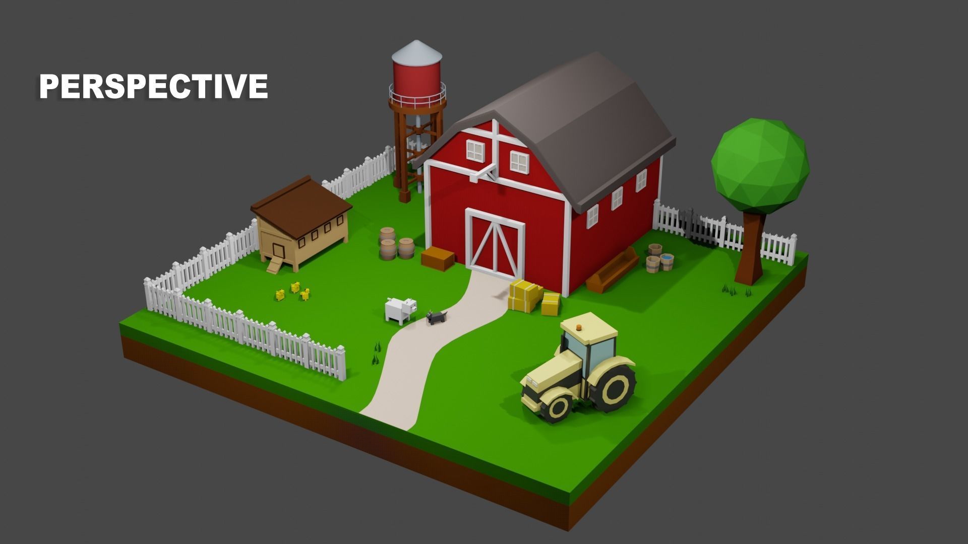 Low poly Isometric Farm 1 Low-poly 3D model_2