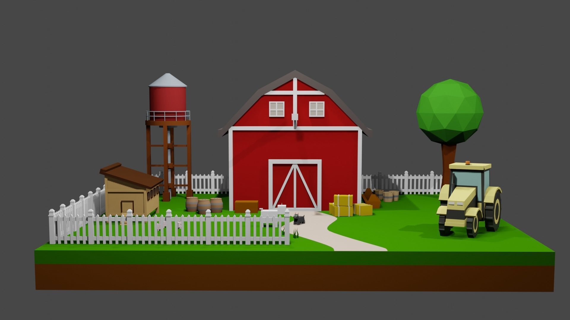 Low poly Isometric Farm 1 Low-poly 3D model_4