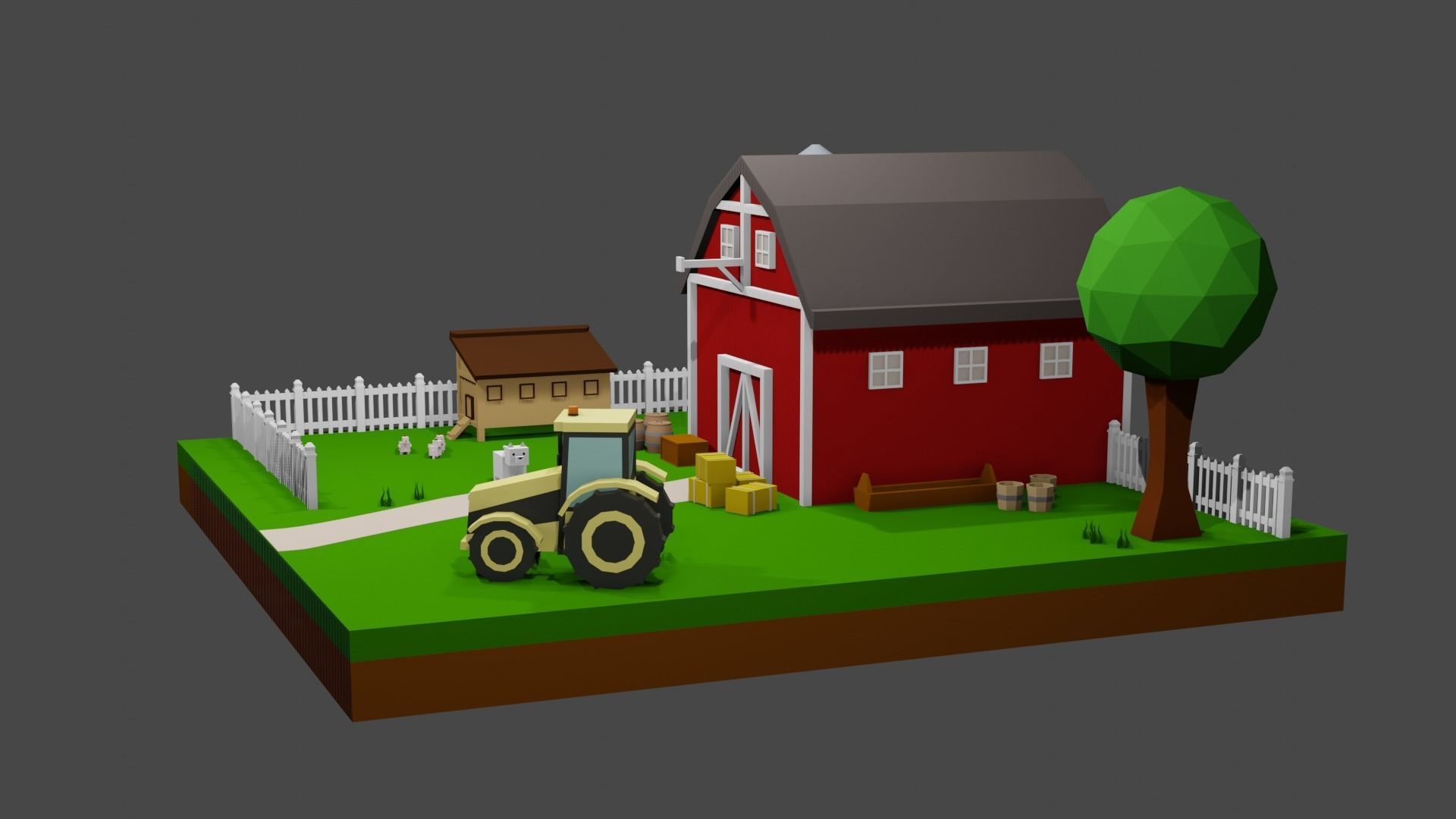 Low poly Isometric Farm 1 Low-poly 3D model_3