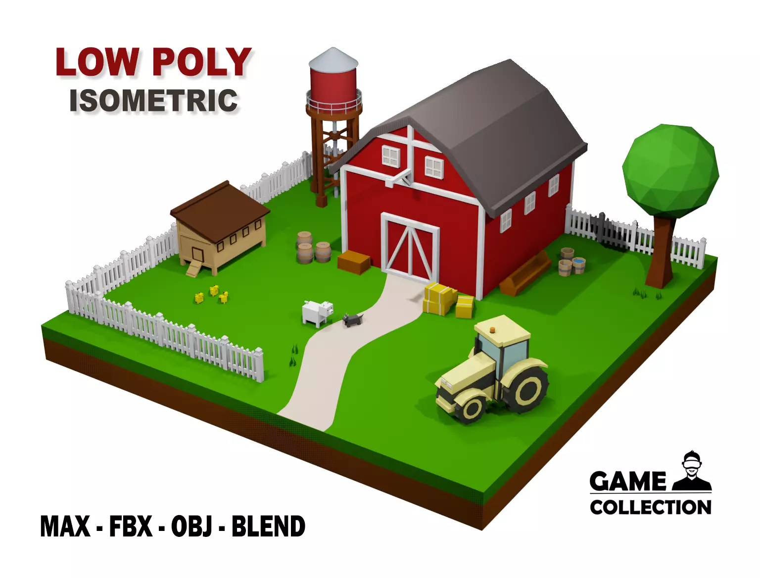 Low poly Isometric Farm 1 Low-poly 3D model_0