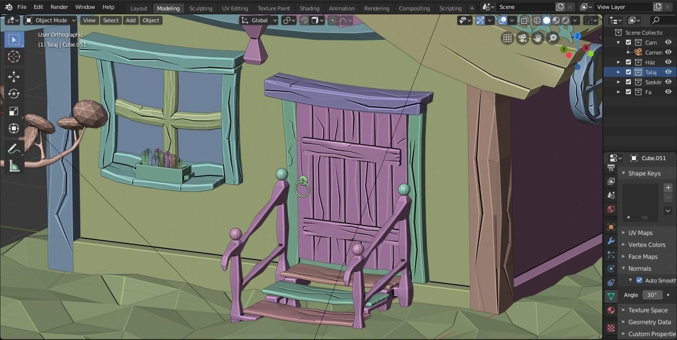 Low-poly house with roof Low-poly 3D model_3