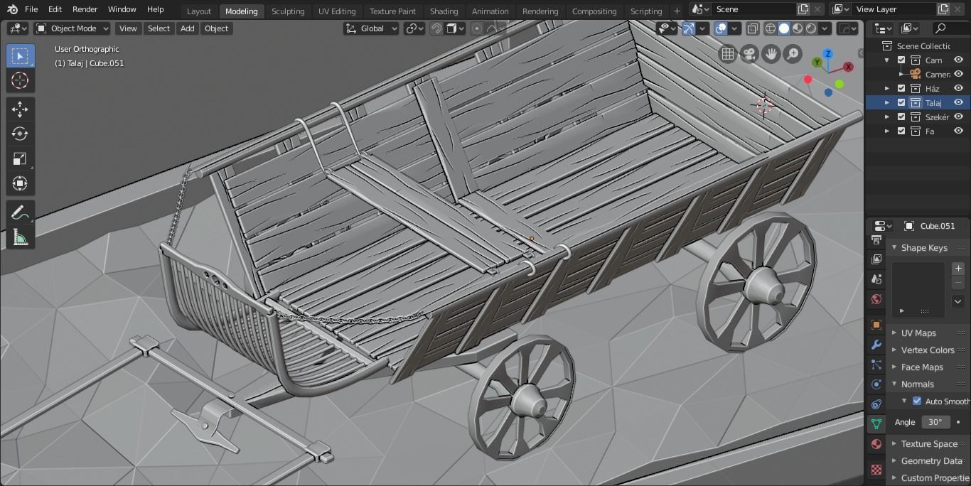 Low-poly house with roof Low-poly 3D model_2