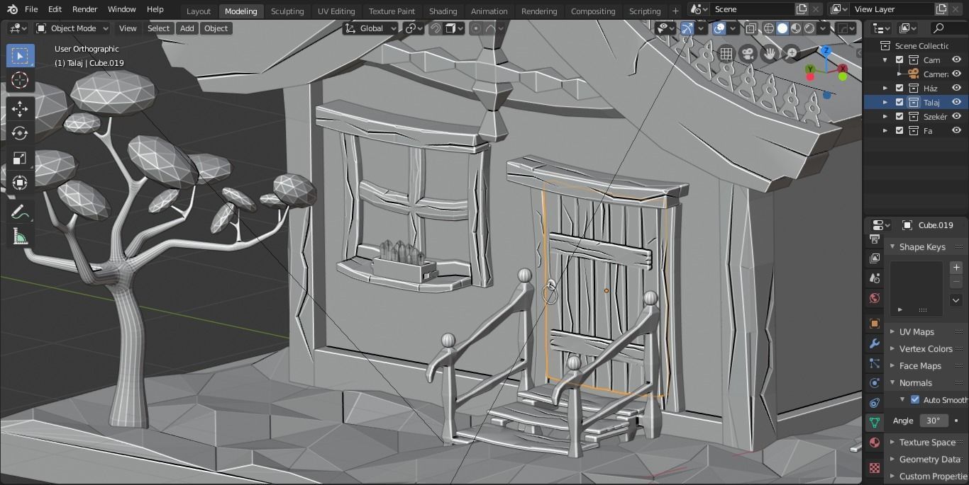 Low-poly house with roof Low-poly 3D model_4