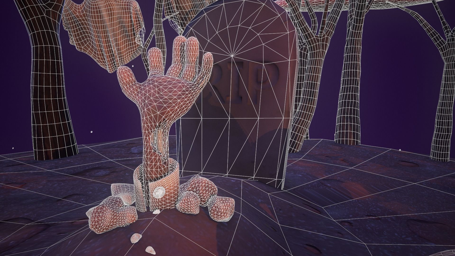 Halloween Collection island in middle of forest Low-poly 3D model_26