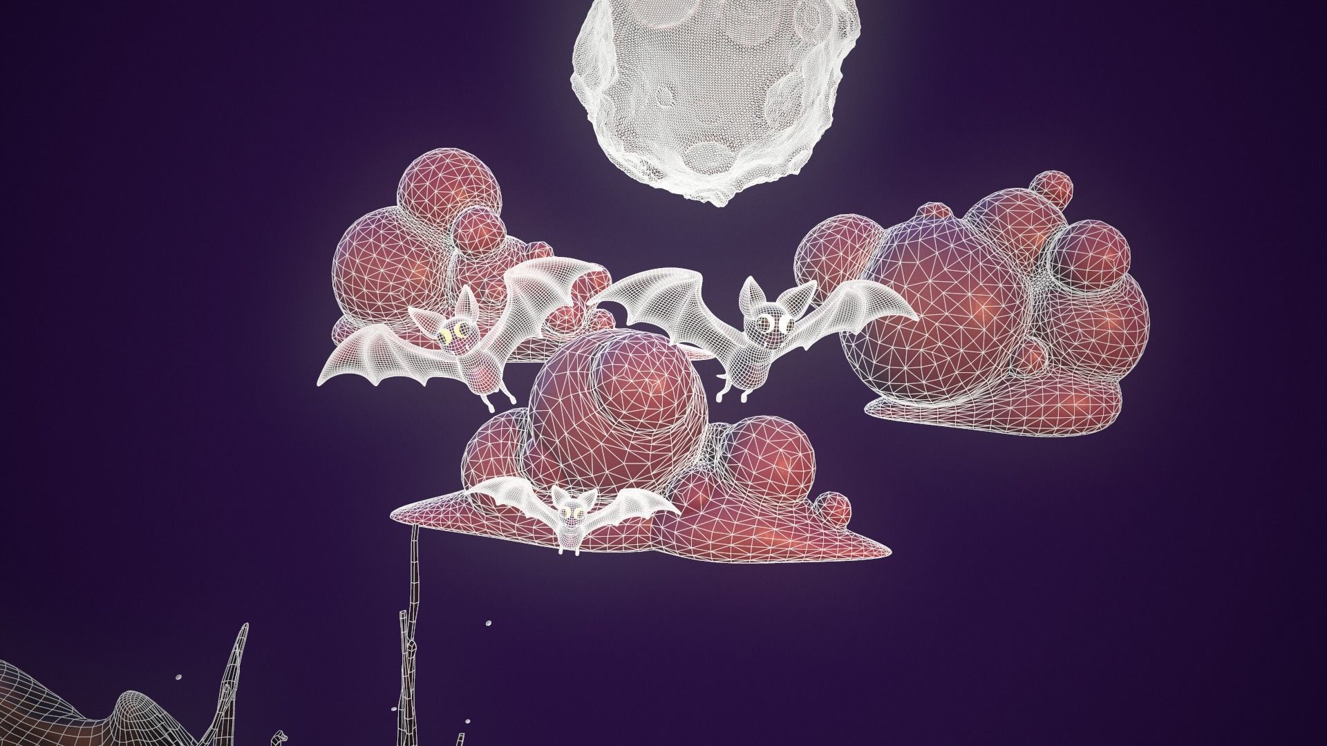 Halloween Collection island in middle of forest Low-poly 3D model_25