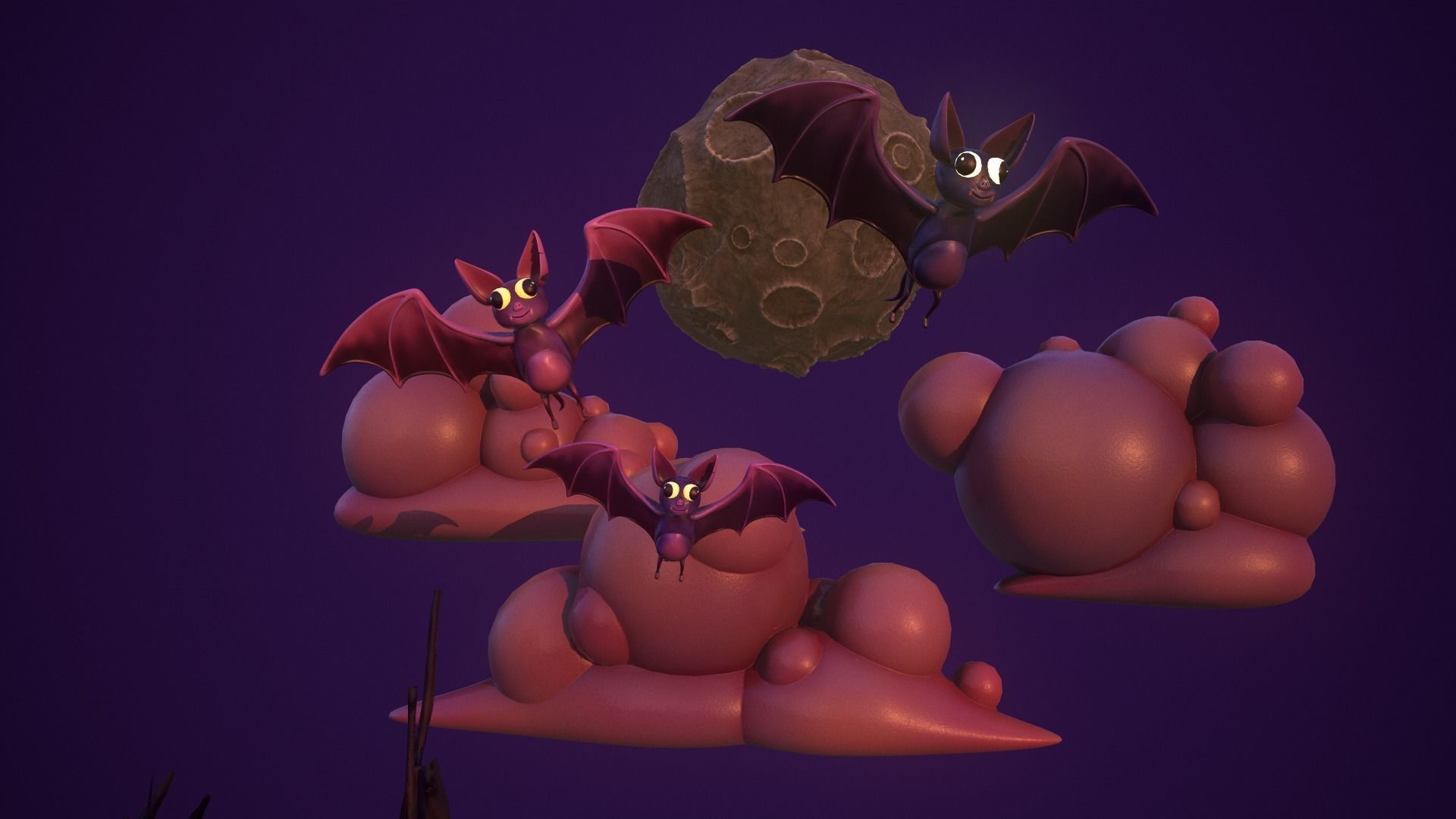 Halloween Collection island in middle of forest Low-poly 3D model_20