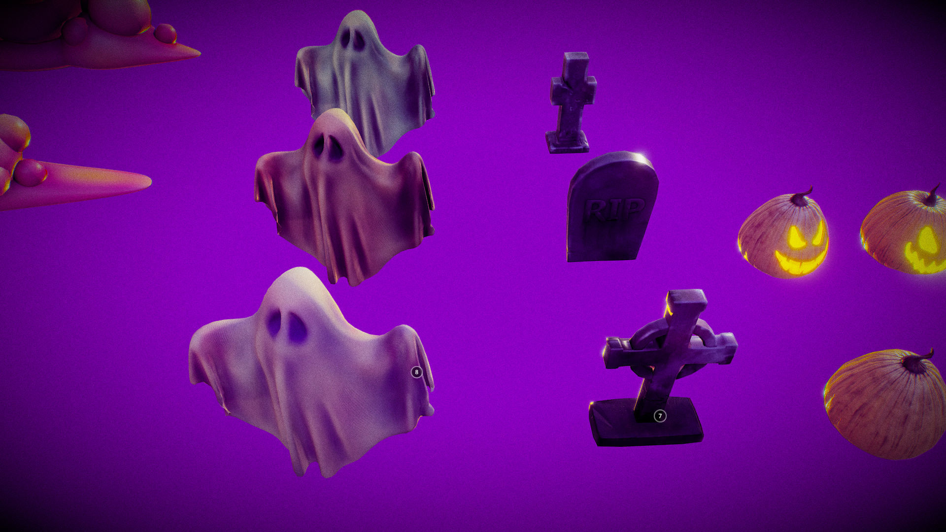 Halloween Collection island in middle of forest Low-poly 3D model_31