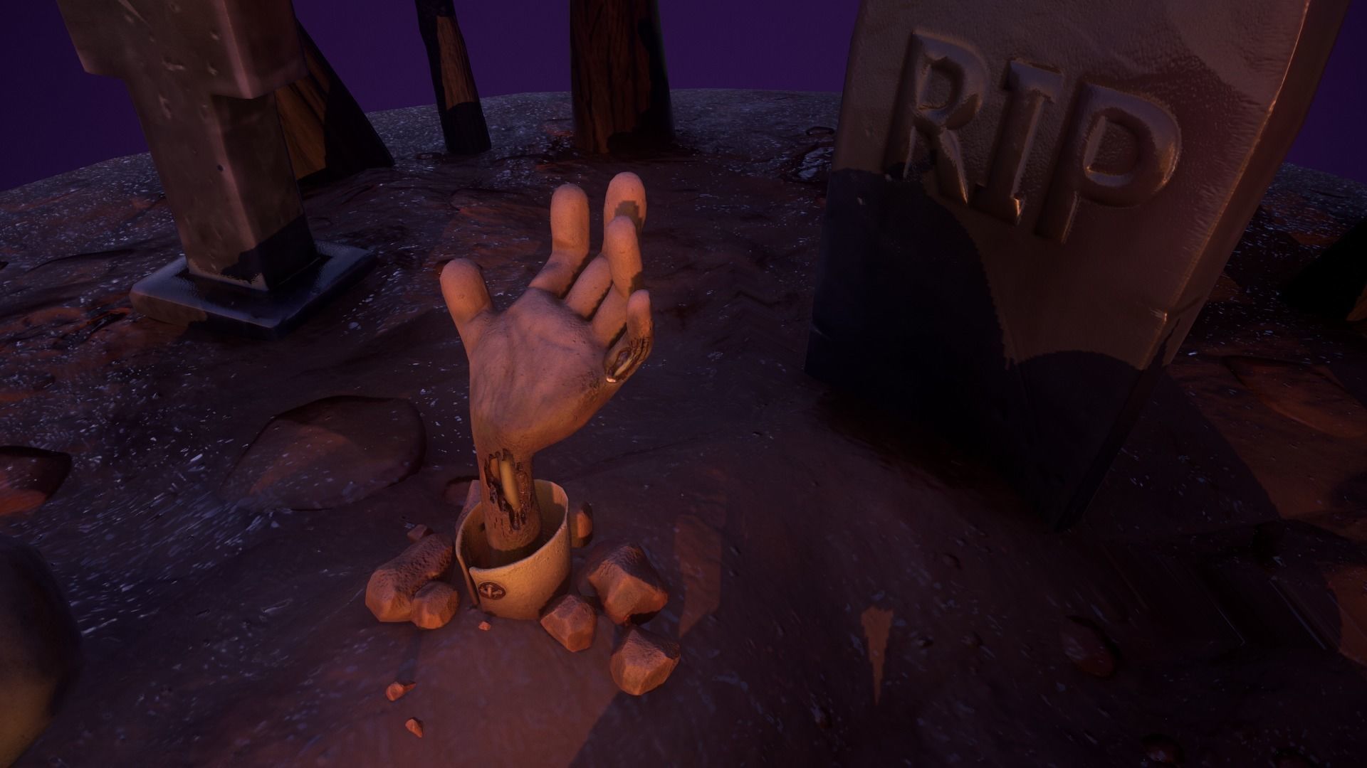 Halloween Collection island in middle of forest Low-poly 3D model_12