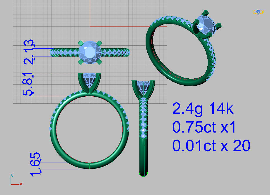 Solitaire with Smalls down sides 3D print model_2