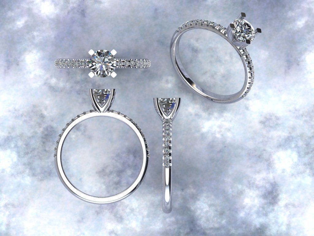 Solitaire with Smalls down sides 3D print model_1