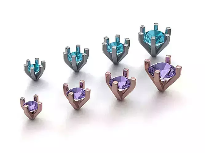Package of 8 Ring Heads printable 3dmodels 3D print model