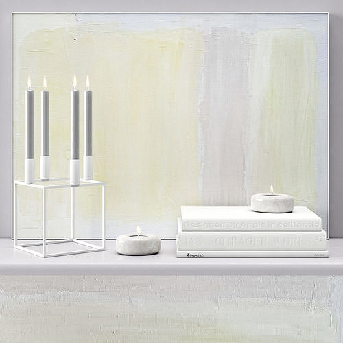 TOTAL WHITE DECOR SET 01 3D model