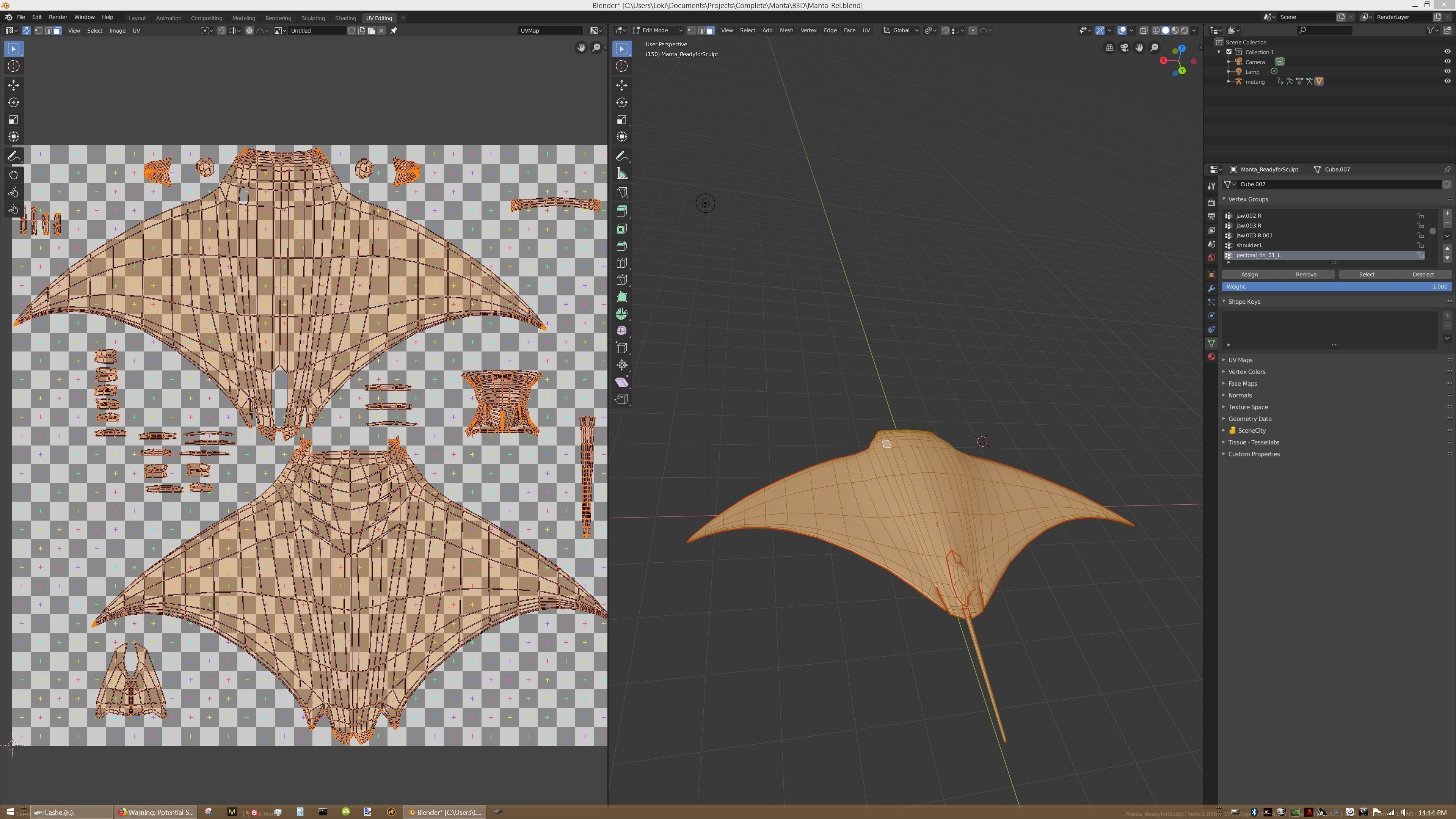 Manta Ray low poly model Low-poly 3D model_7