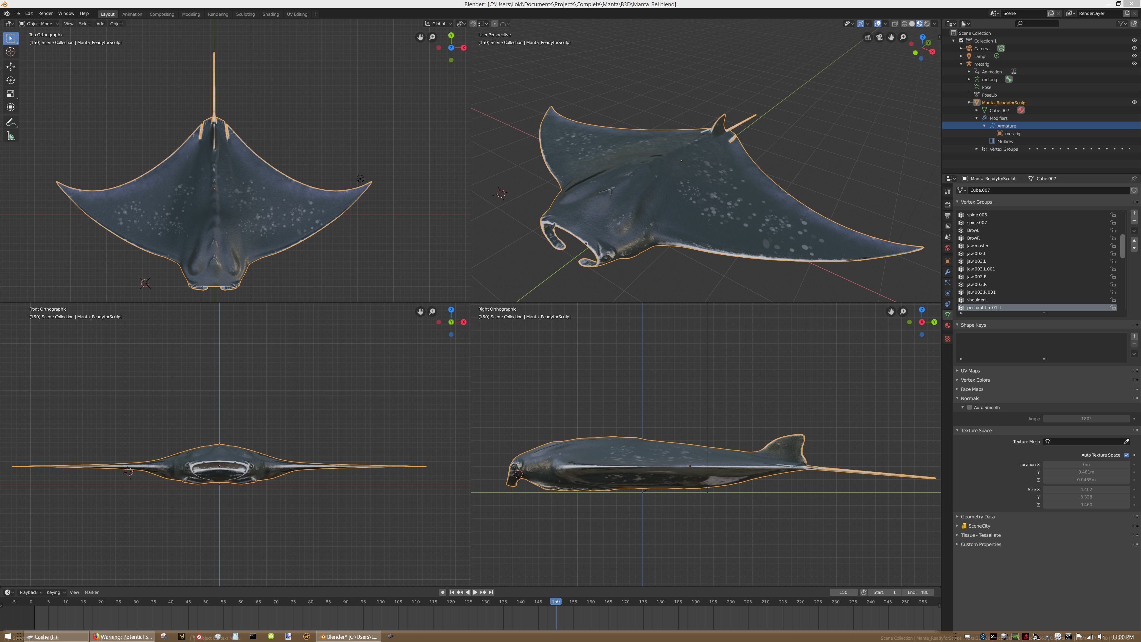 Manta Ray low poly model Low-poly 3D model_6