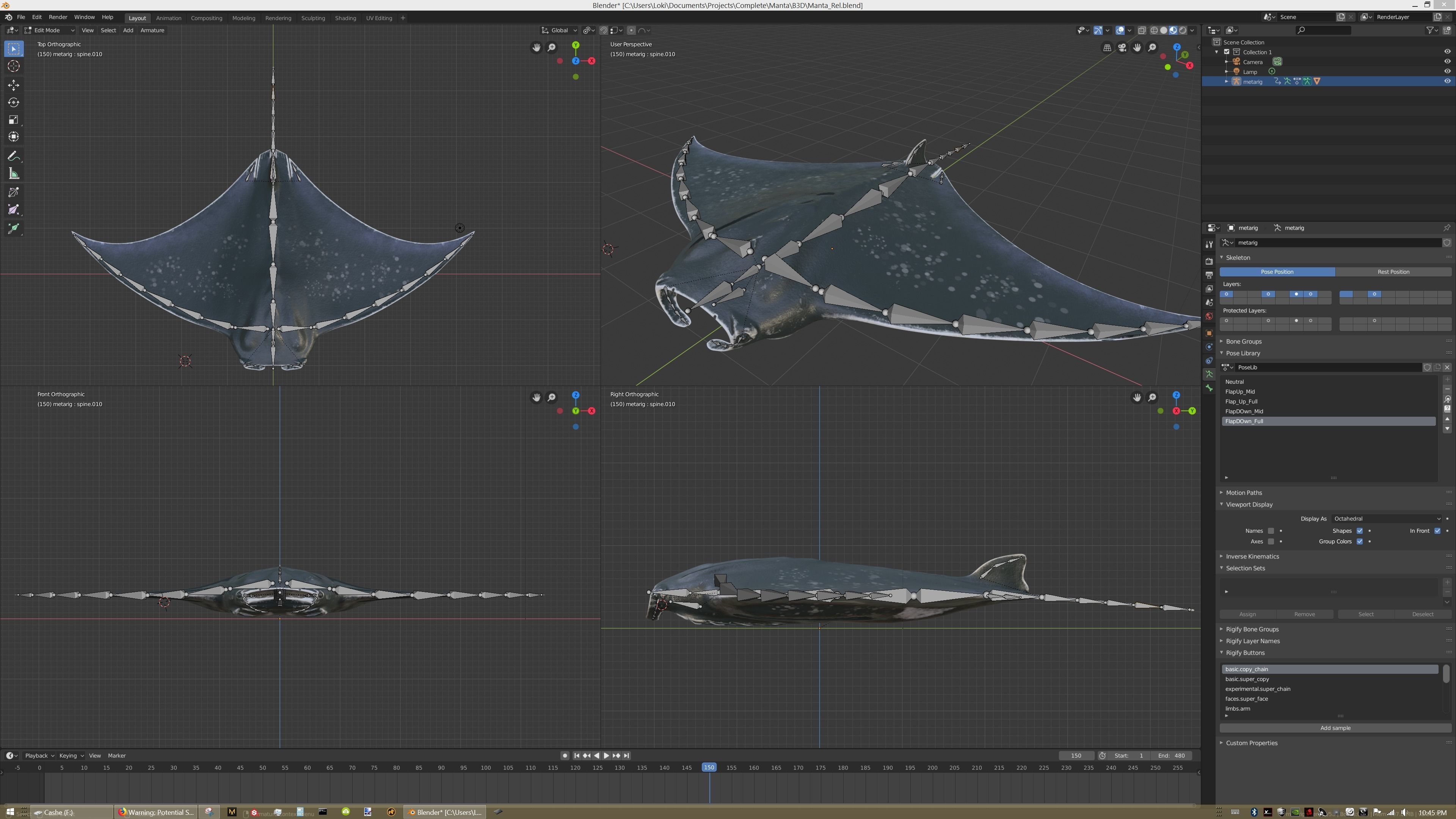 Manta Ray low poly model Low-poly 3D model_9
