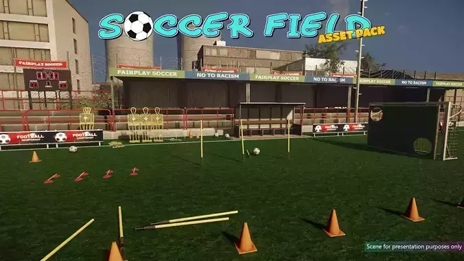 Low-Poly Soccer Field Pack Low-poly 3D model