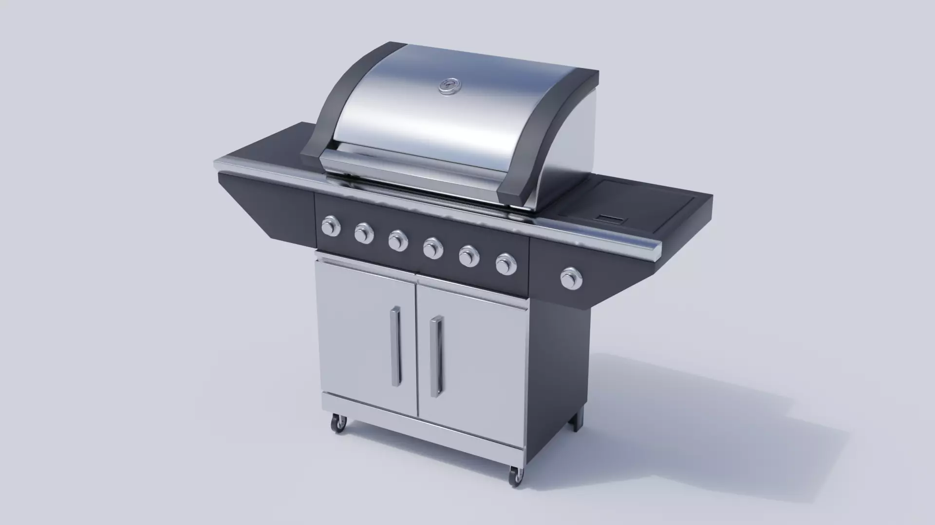 Outdoor Patio BBQ Low-poly 3D model_0