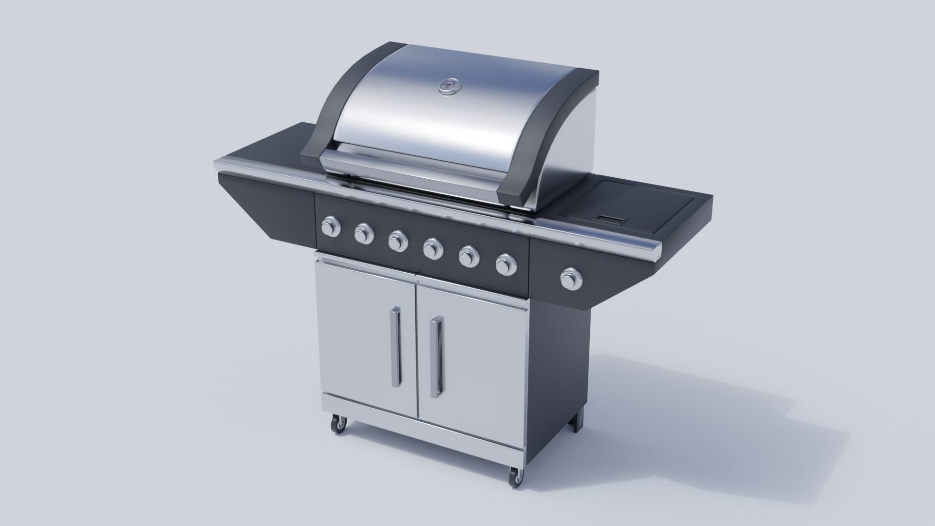 Outdoor Patio BBQ Low-poly 3D model_0