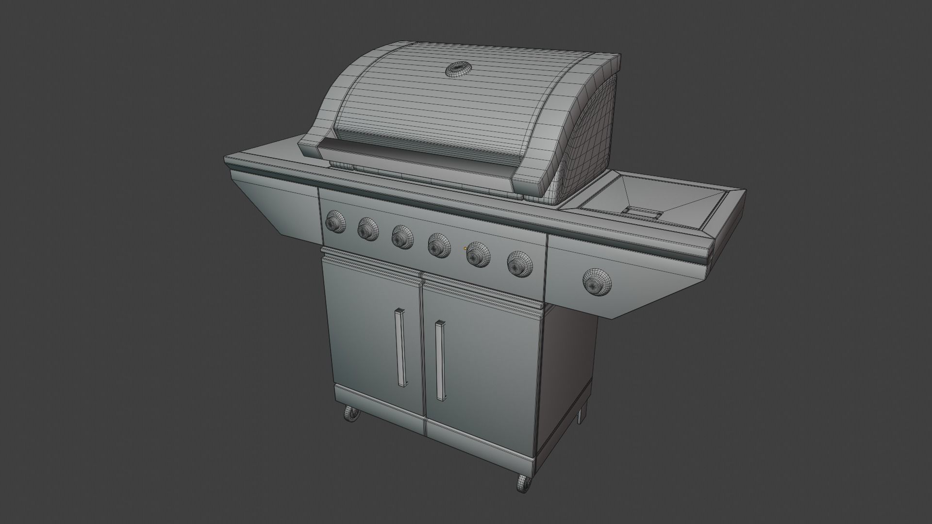 Outdoor Patio BBQ Low-poly 3D model_11