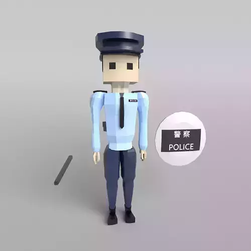 Low Poly Police officer with baton